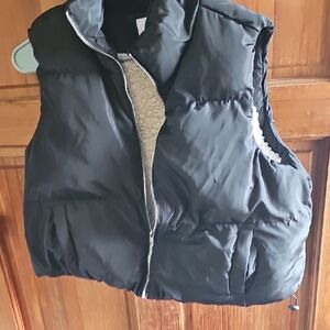 Black Puffer Vest with Sherpa Lining